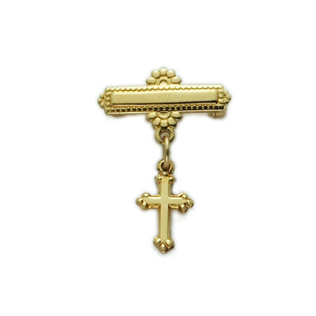 Baby Bar Pin with Cross in Gold