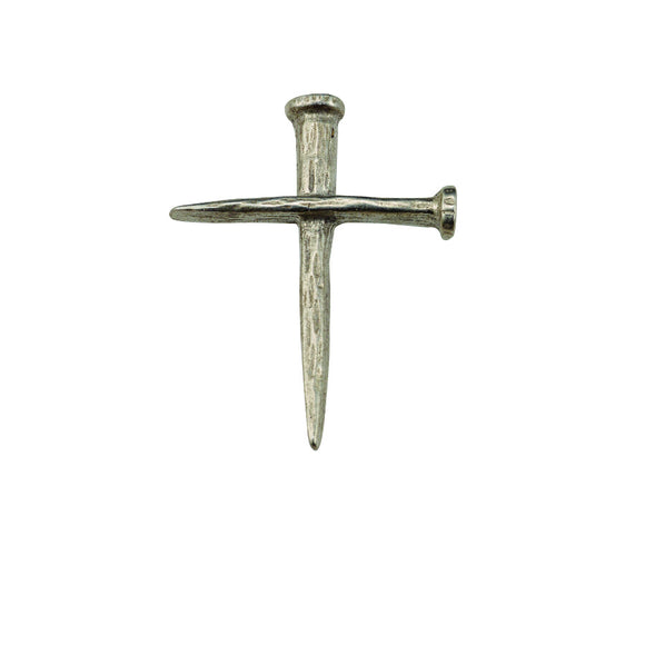 Nail Cross Pewter Lapel Pin