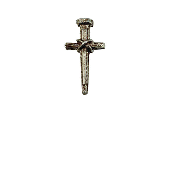 Single Nail Cross Pewter Lapel Pin
