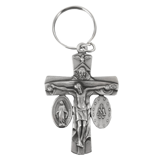 Trinity Crucifix & Miraculous Medal Keychain
