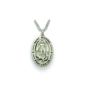 St. Michael Sterling Silver Oval Medal