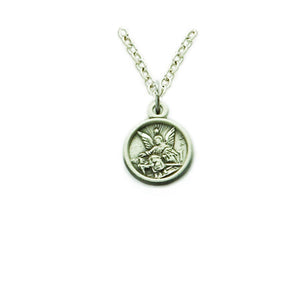 Silver Guardian Angel Necklace on 13" Chain