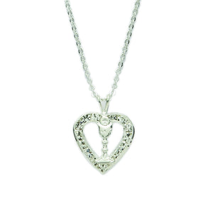 First Holy Communion Silver Heart with Chalice Necklace