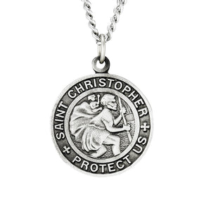 St. Christopher Pewter Medal with 24" Chain
