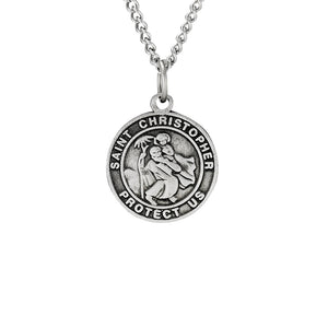 St. Christopher Pewter Medal with 18" Chain