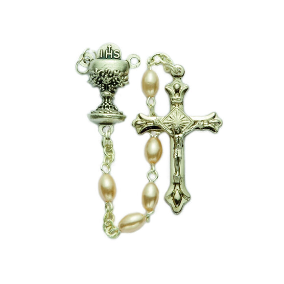 Oval Pearl Communion Rosary