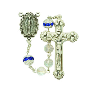 Crystal Rosary with Blue Our Father Beads