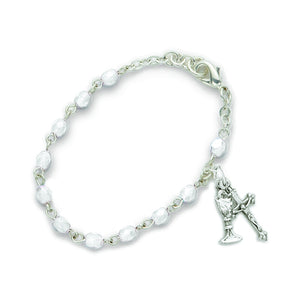 April Birthstone First Communion Rosary Bracelet