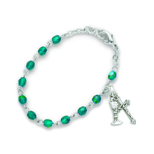 May Birthstone First Communion Rosary Bracelet