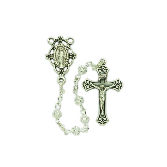 4MM Filagree Silver Plated Rosary