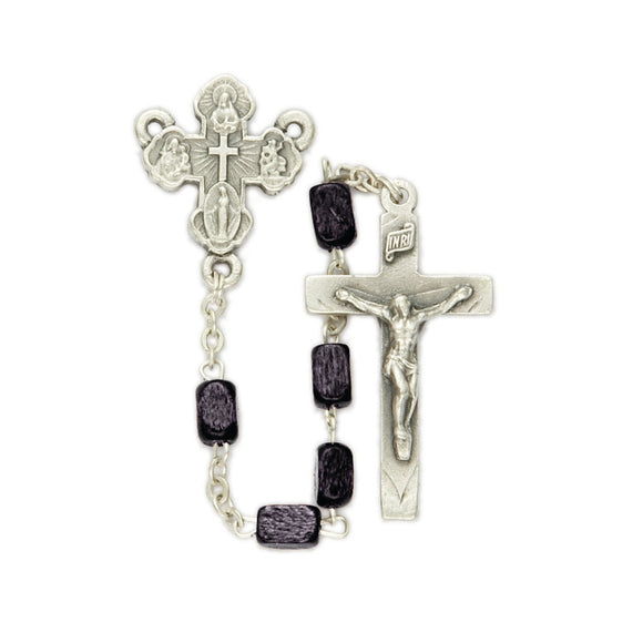 Square Black Wooden Bead Rosary
