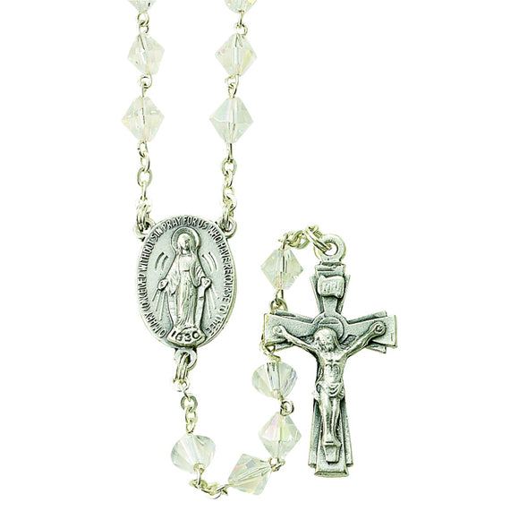 Crystal Tin Cut 8MM Bead Rosary