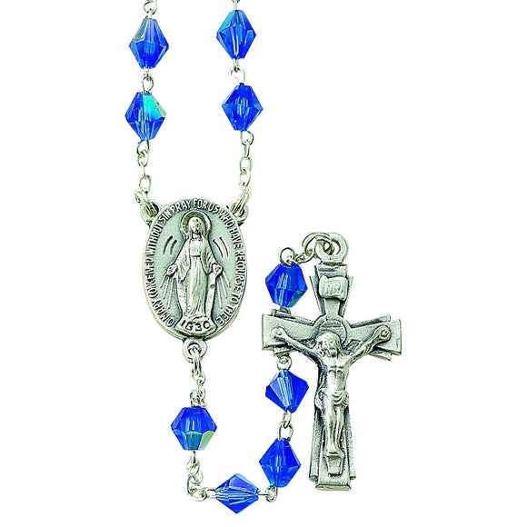Sapphire Tin Cut 8MM Bead Rosary