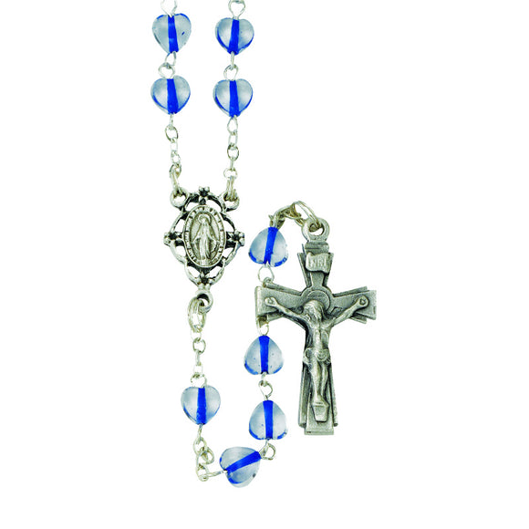 Blue Glass Heart Rosary