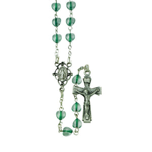 Teal Glass Heart Rosary
