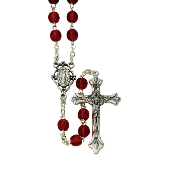 Red Glass Bead Rosary