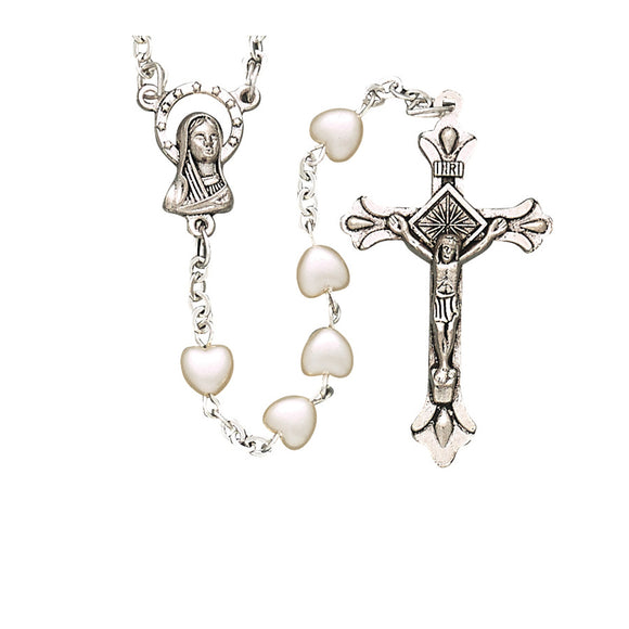 Pearl Heart Bead Rosary