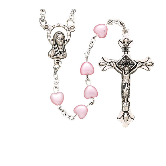 Pink Heart Bead Rosary