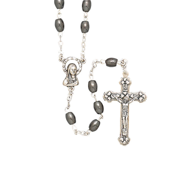 Oval Hematite Bead Rosary