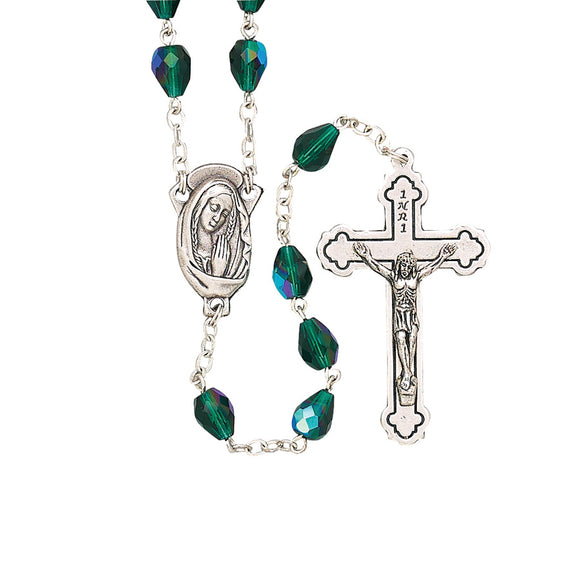 Tear Drop Crystal Bead Green Rosary