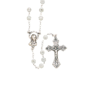 Round White Crystal Rosary