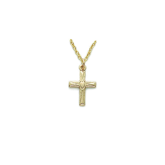 14K Gold Filled Cross with Heart Design