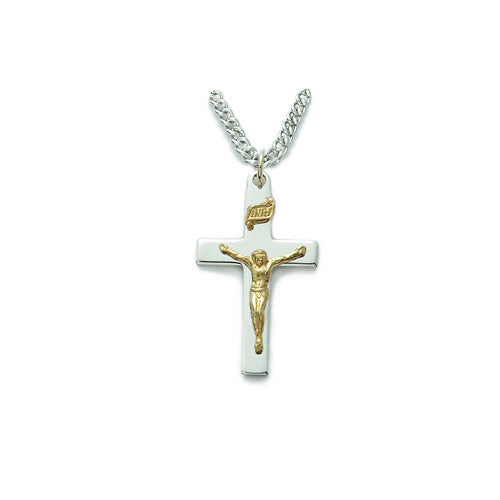 Sterling Silver Two Tone Crucifix