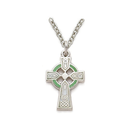 Celtic Cross with Green Enamel