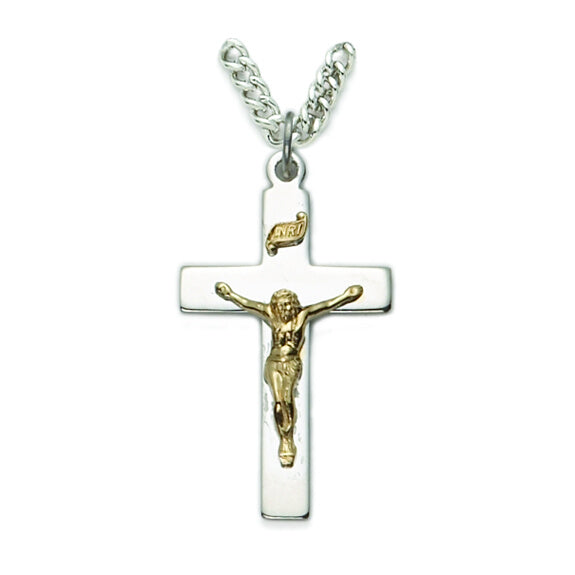 Sterling Silver Men's 2-Tone Crucifix