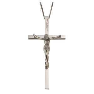 4" Silver Plated Crucifix with Chain