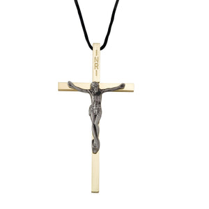 4" Gold Plated Crucifix with Leather Cord