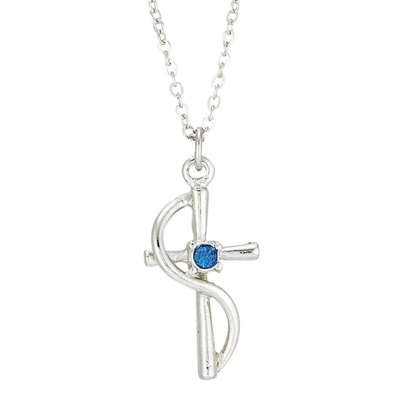 Silver Cross with Sapphire Stone