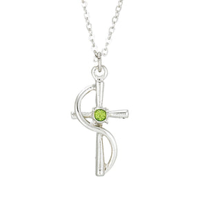 Silver Cross with Peridot Stone