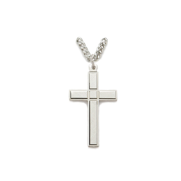 Men's Engraved Silver Cross