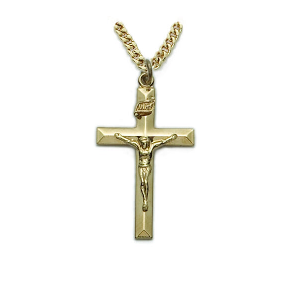 Large Gold Beveled Crucifix