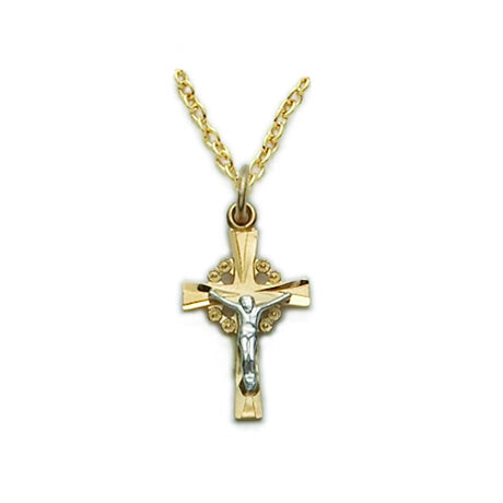 Gold 2-Tone Filagree Crucifix