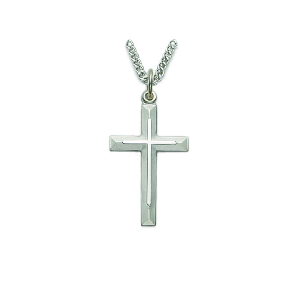 Silver Beveled Cross