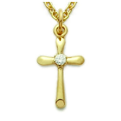 Gold Cross with CZ Crystal