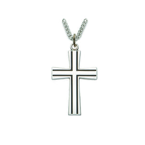 Silver & Black Flared Cross