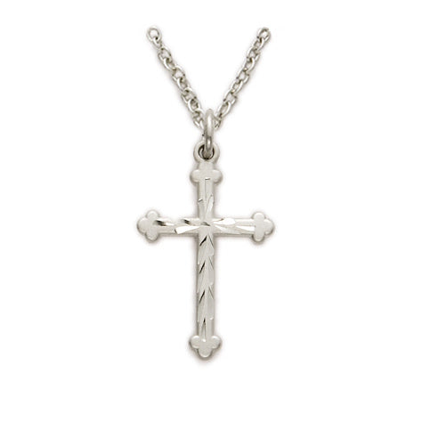 Sterling Silver Budded Ends Cross