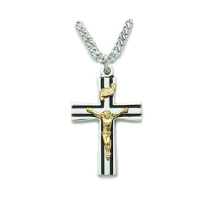 Silver Two-Tone Crucifix