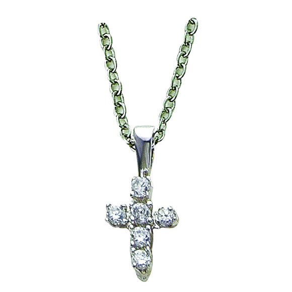 Sterling Silver Crystal Cubic Zirconia Cross
