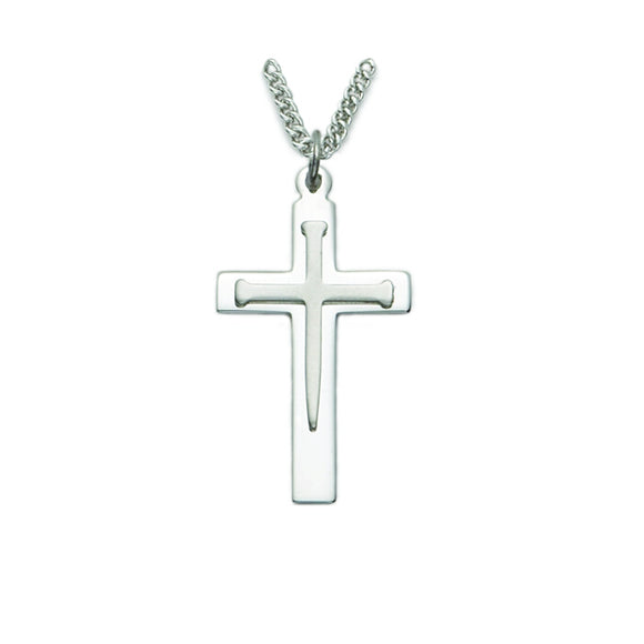 Silver Nail Engraved Cross