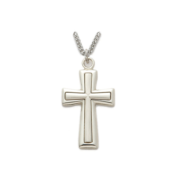 Sterling Silver Satin Inner Cross Necklace
