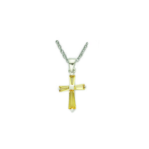 November Birthstone Sterling Silver Cross 16" Chain