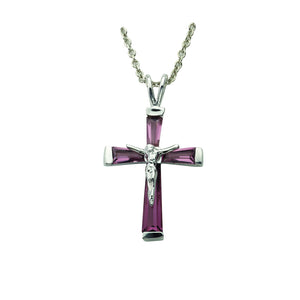 February Birthstone Crucifix Necklace