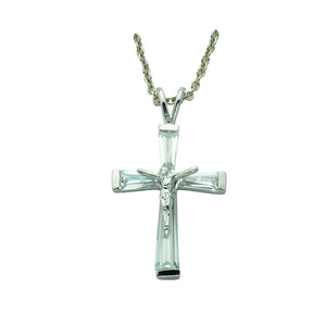 April Birthstone Crucifix Necklace
