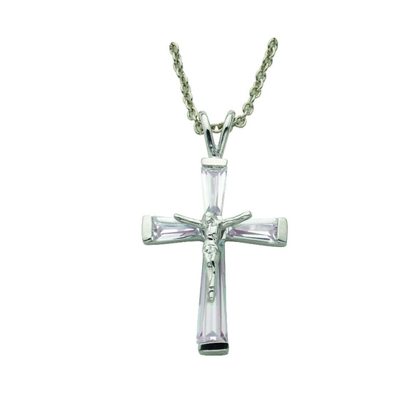 June Birthstone Crucifix Necklace