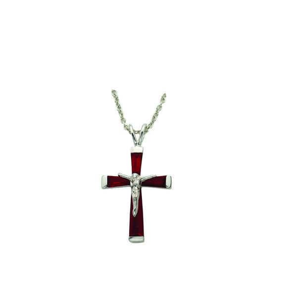 July Birthstone Crucifix Necklace