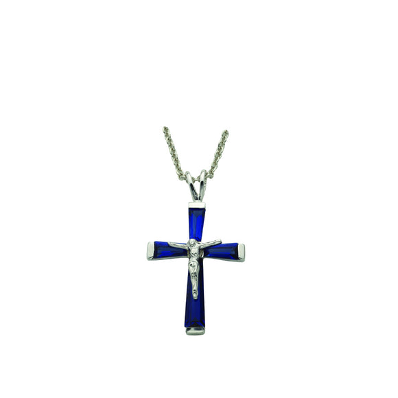 September Birthstone Crucifix Necklace
